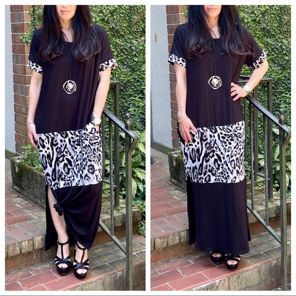 Color block loose fit side pockets maxi dress - Picture 5 of 5